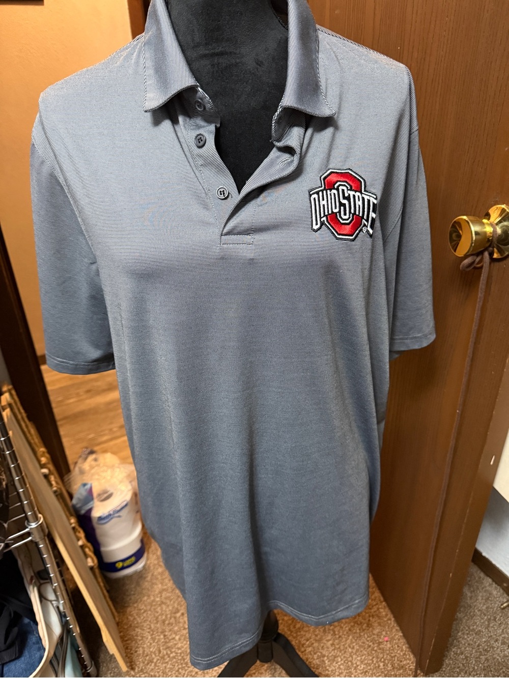 Gray Polo Shirt with Team Patch